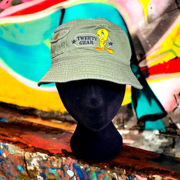Looney Toons Tweety Gear Khaki Bucket Hat - Picture 1 of 6
